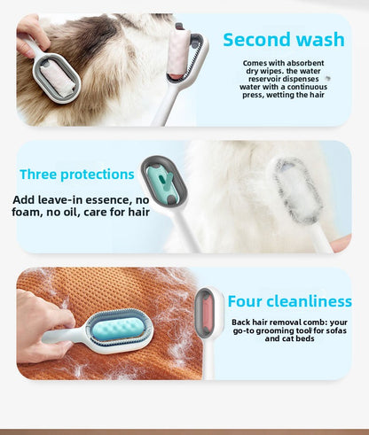 Reusable Pet Hair Removal Comb with No Wash Sticky Wipes Cat Dog Grooming Brush for Shedding Control and Furniture Carpet Clothes Fur Cleaning