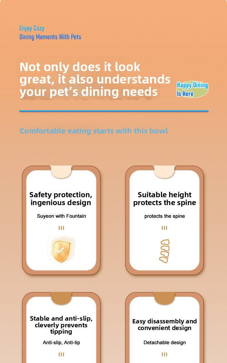 Pet Stainless Steel Cat Bowl Non-Slip Dopamine Color High-Leg Design Anti-Black Chin Cat Food Bowl Neck Protection