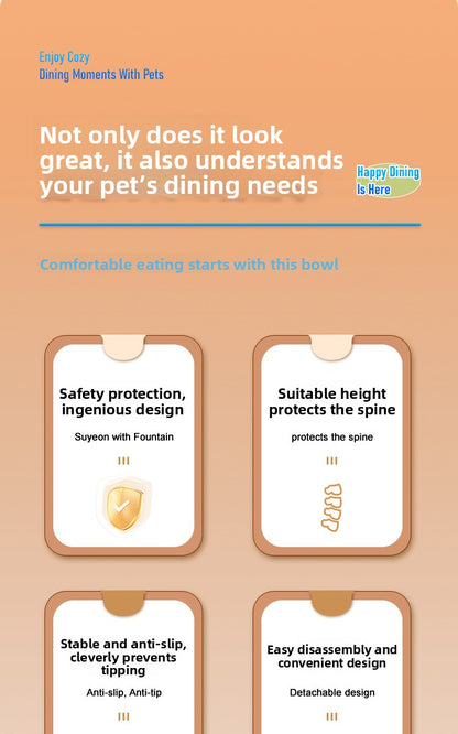 Pet Stainless Steel Cat Bowl Non-Slip Dopamine Color High-Leg Design Anti-Black Chin Cat Food Bowl Neck Protection