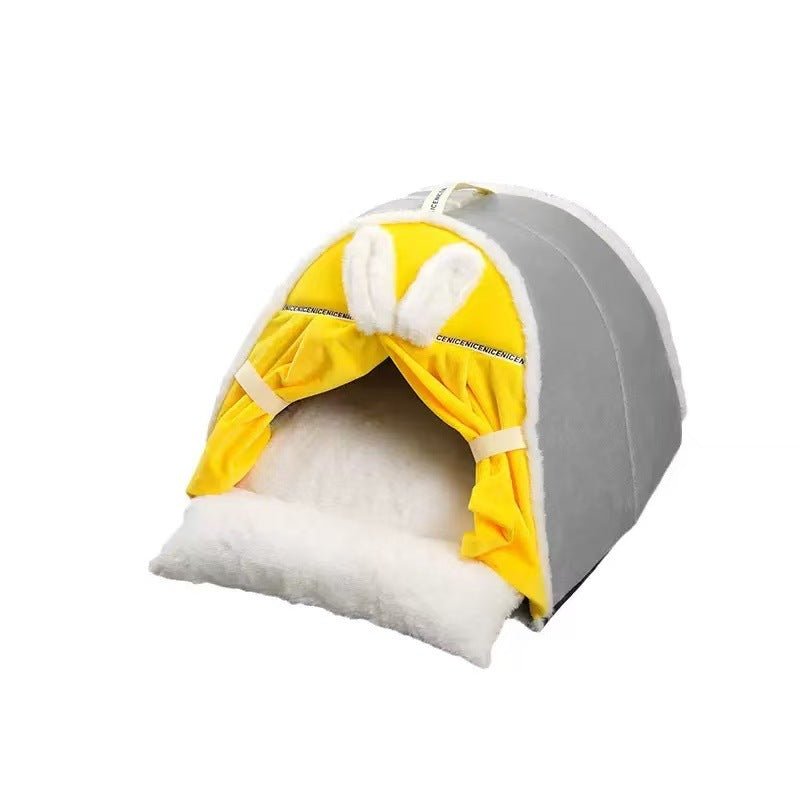 Household Cat House Dog House Kitten Bed Winter Warm Tent House Semi-Enclosed All-Season Universal