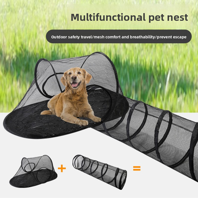 Outdoor Pet Tent Nest and Foldable Cat Toy Tunnel Set for Fun Play