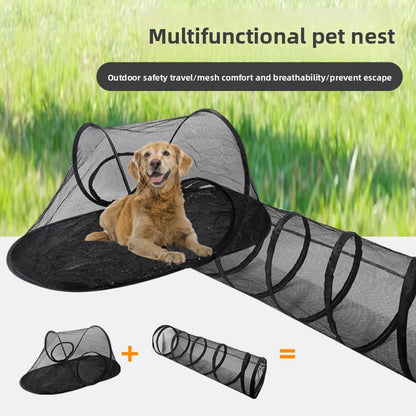 Outdoor Pet Tent Nest and Foldable Cat Toy Tunnel Set for Fun Play