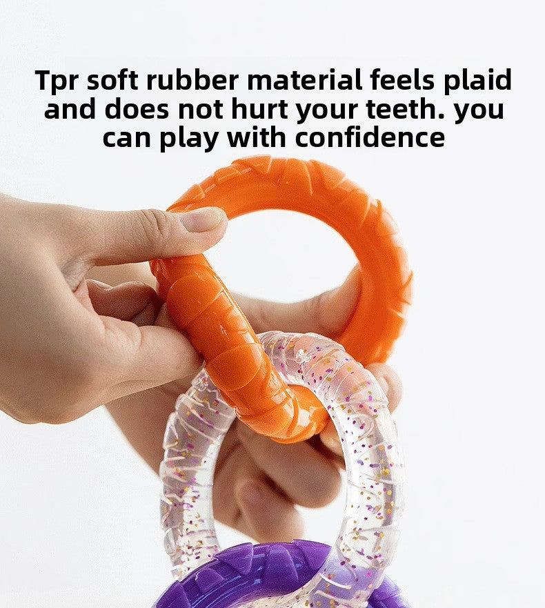 Pet Toy Dog HighValue Durable Chew ThreeLink Interactive Pull Ring