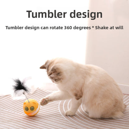 Cat Toy Tumbler with Feather Teaser Automatic Kitten Fun Gadget