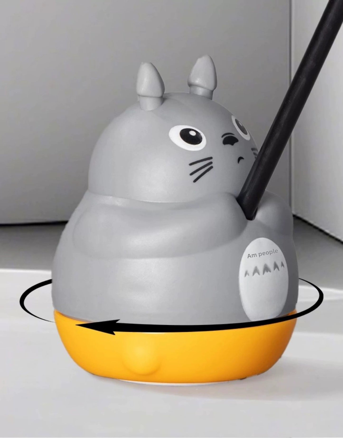 360 Deg Rotating Totoro Cat Teaser Wand Steel Wire Fish Head Bell Boredom Relief Toy