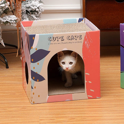 Premium Two Layer Cat Scratcher House Durable Cat Villa Non Shedding Claw Board for Indoor Cats