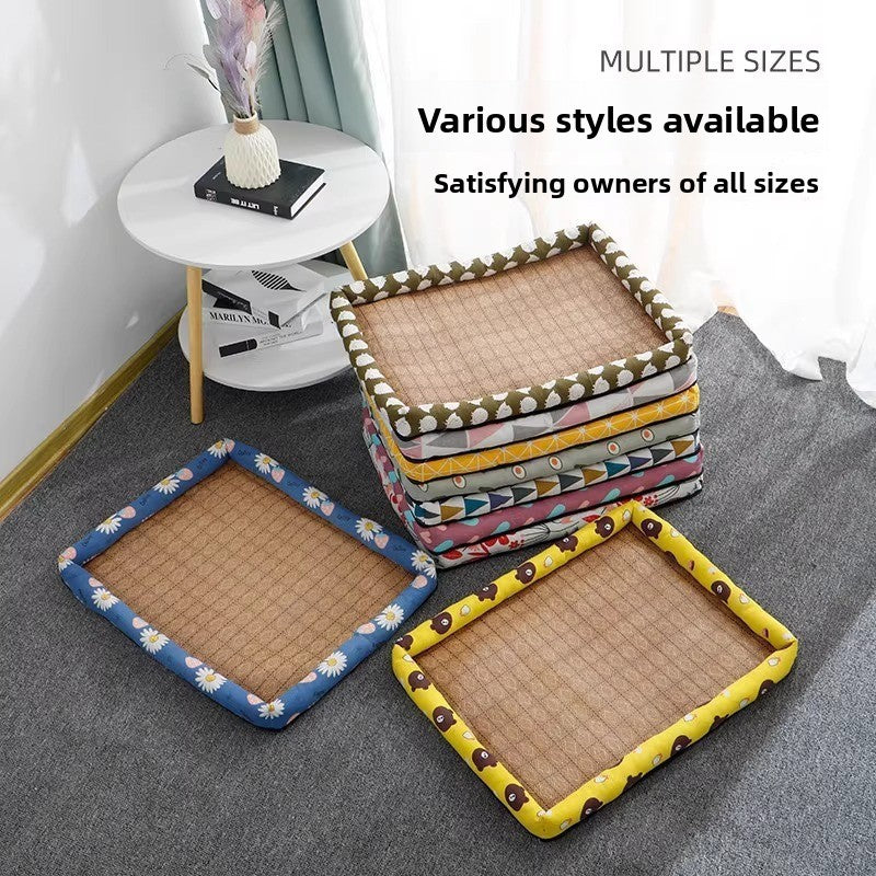 Pet Supplies Summer Cooling Mat Nest Rattan Woven Ice Bed for Cats Sleep