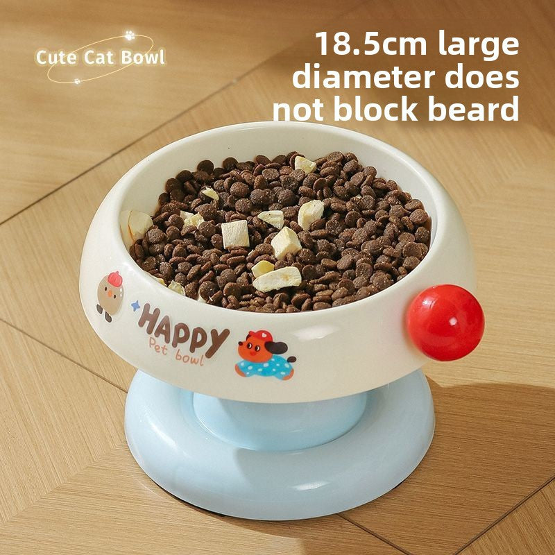 Pet Stainless Steel Cat Bowl Non-Slip Dopamine Color High-Leg Design Anti-Black Chin Cat Food Bowl Neck Protection