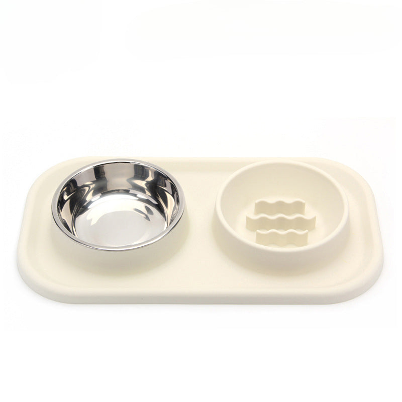 Pet Bowl Double Bowl Food Grade Silicone Cat and Dog Bowl Slow Food Bowl Slow Food Bowl Small Stainless Steel Dog Bowl Pet Supplies