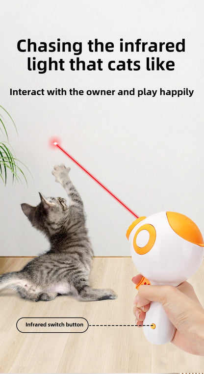 Pet Interactive Toy Dog Food Launcher Laser Cat Teaser Stick Multi-functional