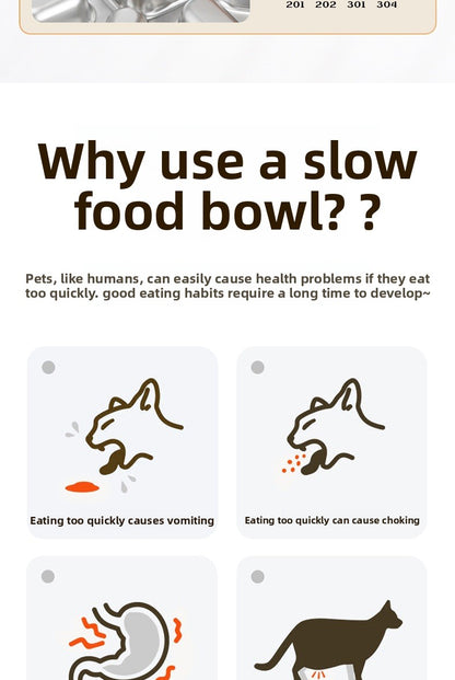 304 Stainless Steel Slow Feeder Heart Bowl for Cats and Dogs