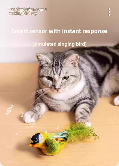 Simulation Bird Sound Cat Toy SelfEntertainment Teaser Wand for EnergyBurning Kitten