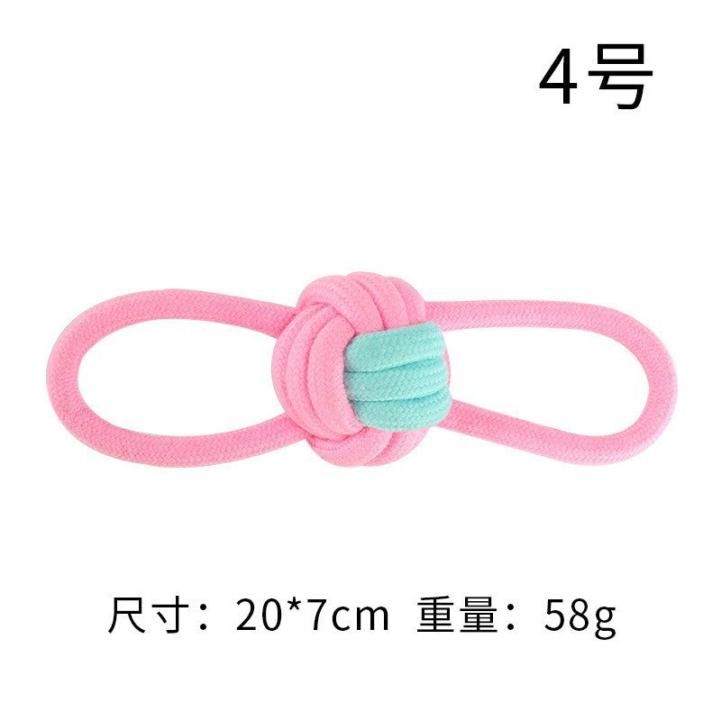 Pink Blue Combination Pet Cotton Rope Knot Toy for Tough Chewing Dogs