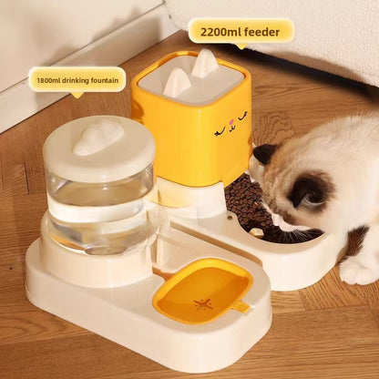 Large Capacity 5L Automatic Pet Feeder and Waterer Combo Adjustable Height Dog Cat Bowl Set with Non Slip Base