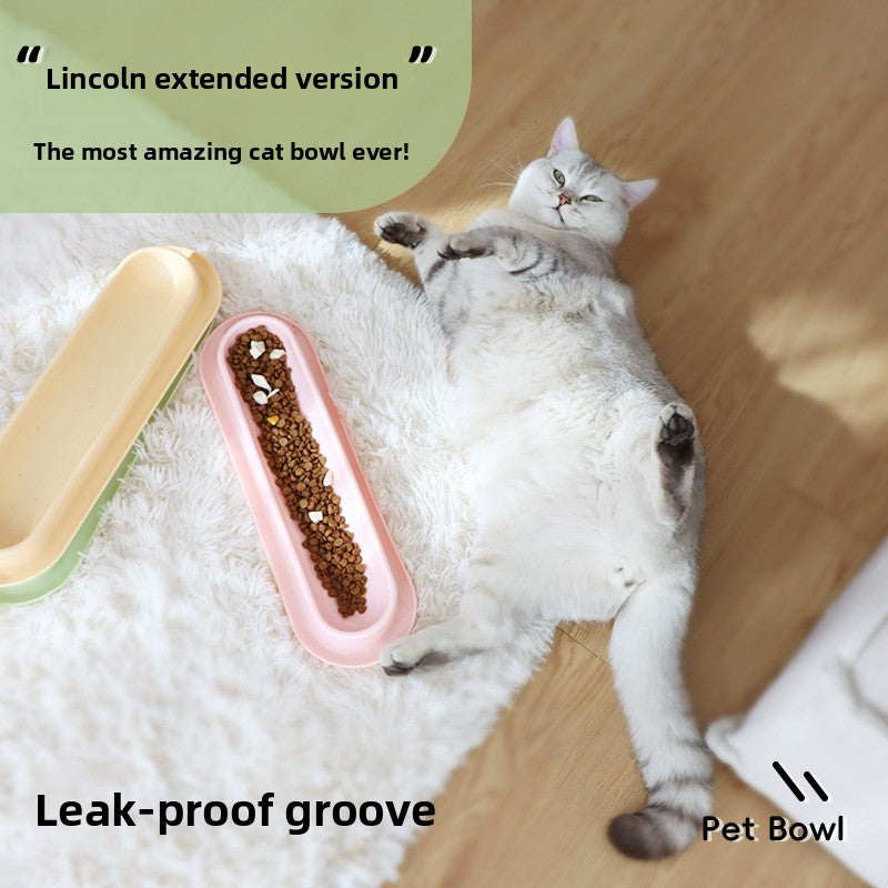Multi Cat Feeder Long Strip Cat Bowl for Kittens Anti Ant Spill Proof Pet Food and Water Dish Slow Eating Solution