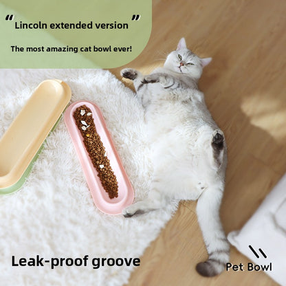 Multi Cat Feeder Long Strip Cat Bowl for Kittens Anti Ant Spill Proof Pet Food and Water Dish Slow Eating Solution