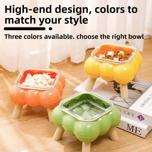 Pipitao Cat Bowl Bubble Glass Design Four Legged High Foot Easy to Clean Pet Feeder