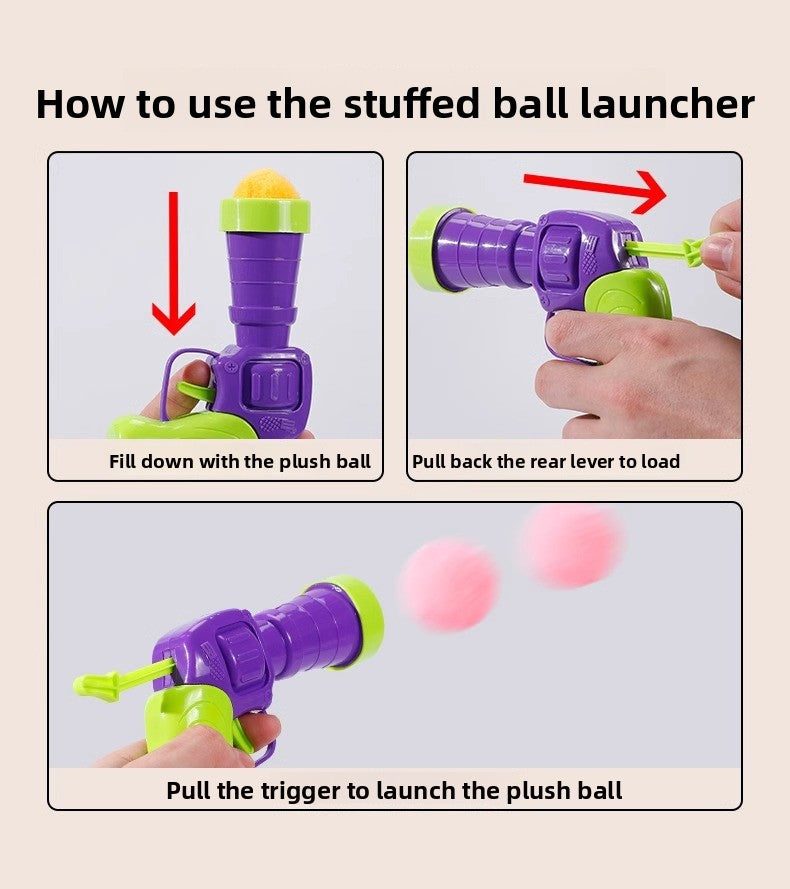 Elastic Hairball Pompom Launcher Gun for Cats Stress Relief SelfEntertainment Wand