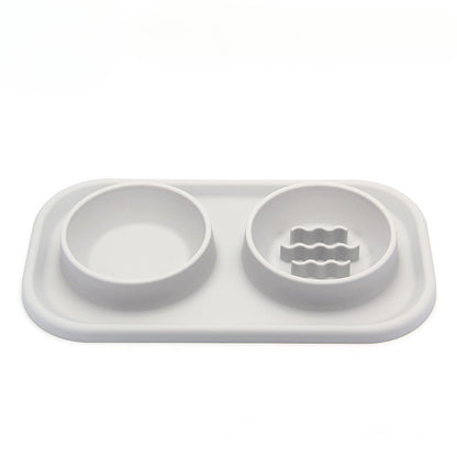 Pet Bowl Double Bowl Food Grade Silicone Cat and Dog Bowl Slow Food Bowl Slow Food Bowl Small Stainless Steel Dog Bowl Pet Supplies