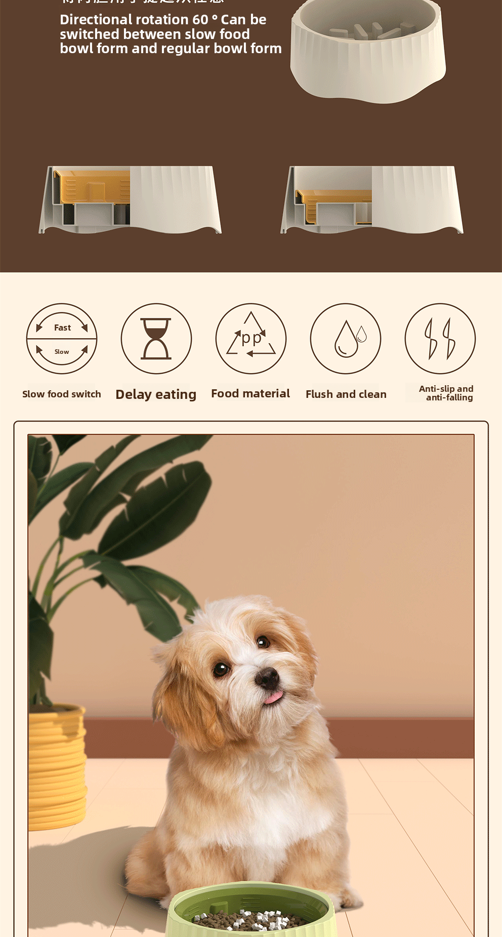 Pet Slow Feeder Bowl 2-in-1 New Dog Anti-Tip Bowl Cat Dog Supplies New Non-Slip Dog Bowl