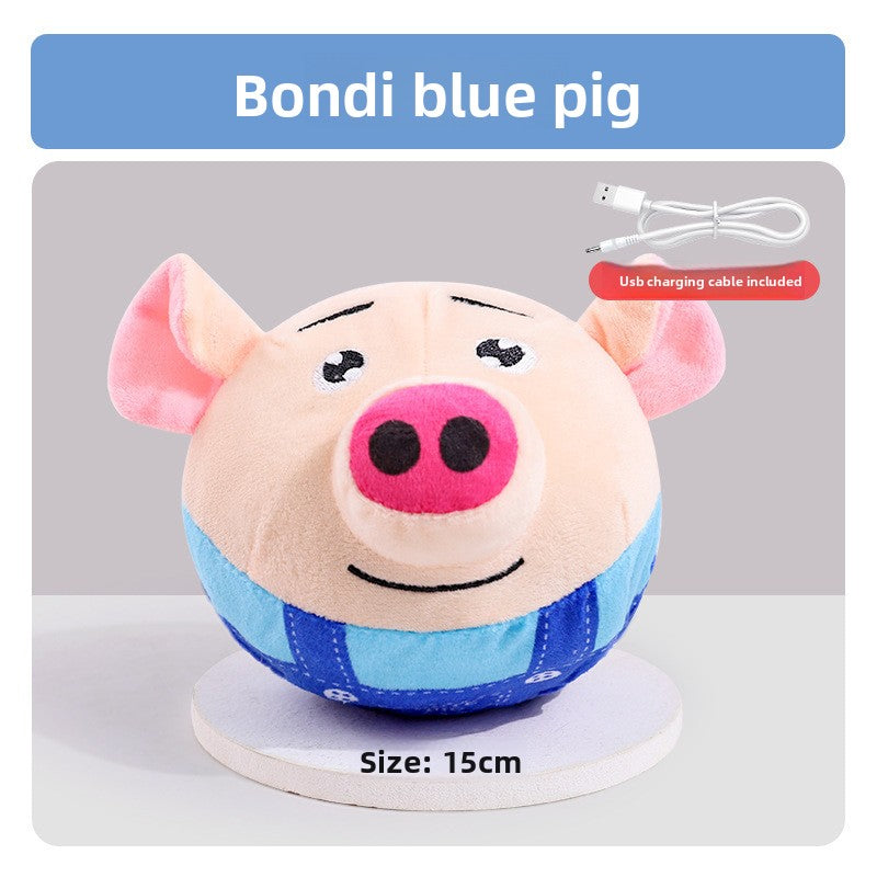 Plush Electric Jumping Ball Dog Toy Self Entertainment Sound for Puppy Teething Durable Corgi Chew