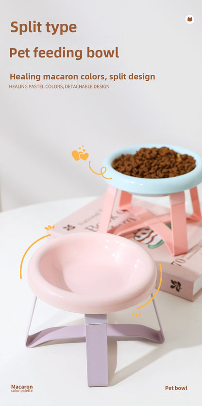 Premium Ceramic Cat Food Bowl Flying Saucer Shape Ergonomic Neck Support Dish for Healthy Eating Anti Choke and Digestive Aid Pet Supplies