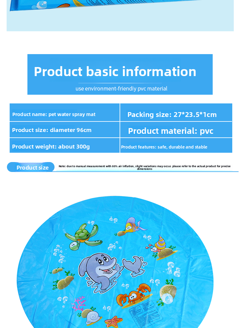 Outdoor Thickened NonSlip Pet Water Mat Summer Play Mat for Children Dog Bathing Portable