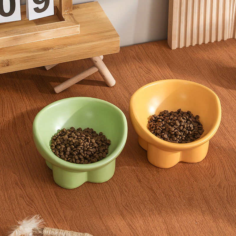 Ceramic Cat and Dog Feeding Bowl with Tall Elephant Leg Design