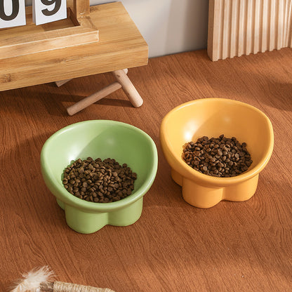 Ceramic Cat and Dog Feeding Bowl with Tall Elephant Leg Design