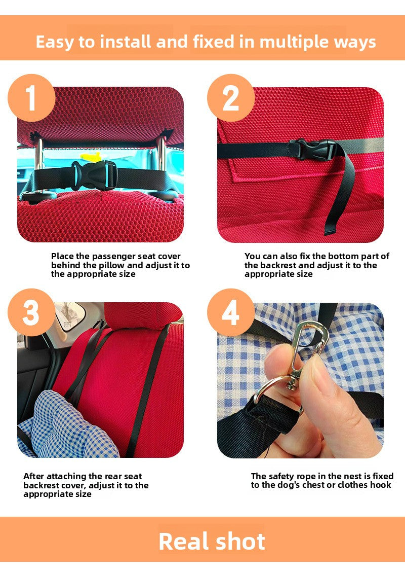 Heavy Duty Waterproof Dog Car Seat Cover Non Slip Pet Bed Mat with Safety Belt for Cars Trucks and SUVs Washable Travel Cushion for Dogs and Cats