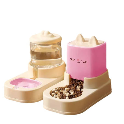 Large Capacity 5L Automatic Pet Feeder and Waterer Combo Adjustable Height Dog Cat Bowl Set with Non Slip Base