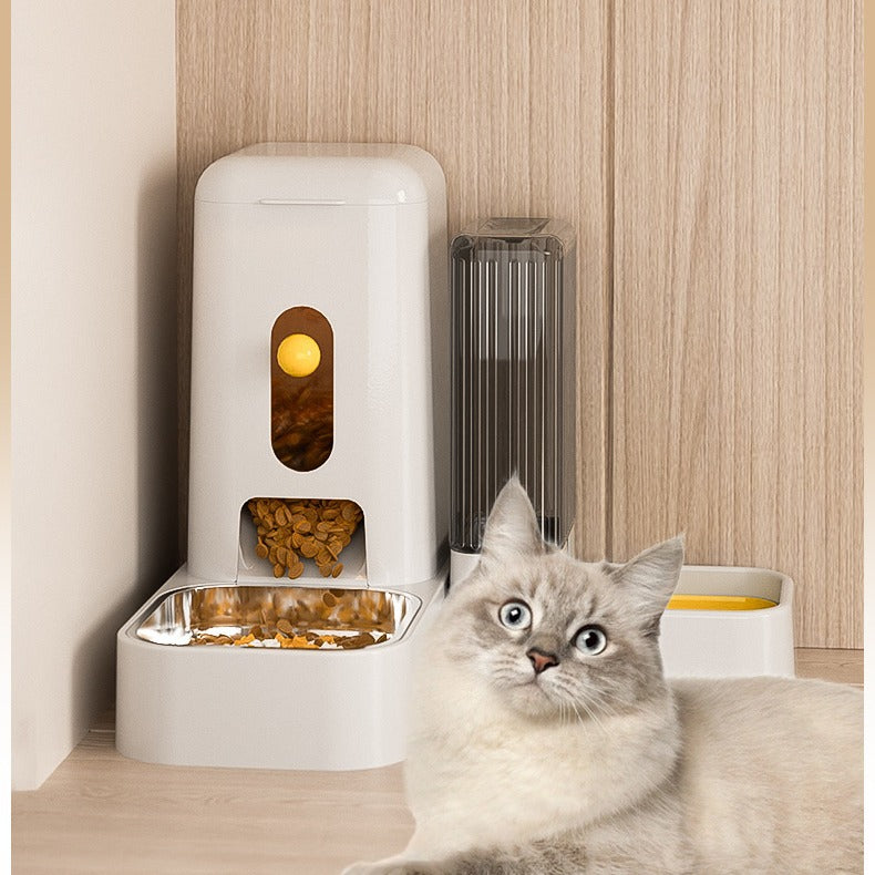 Stainless Steel Cat Bowl Dog Bowl Automatic Water Dispenser with Dry Wet Food Separation Large Capacity Pet Feeder Drinking Fountain Quiet Pump