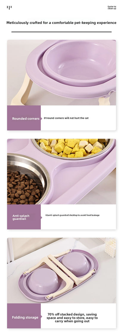 High Legged Foldable Dog Bowl Large Capacity Anti-Tip Slow Feeder Bowl Waterproof Pet Bowl for Dogs Cats Outdoor Indoor Use Easy Carry Travel Bowl