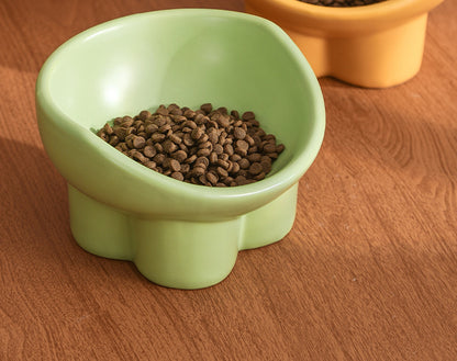 Ceramic Cat and Dog Feeding Bowl with Tall Elephant Leg Design