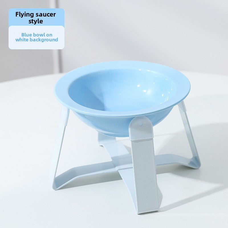 Premium Ceramic Cat Food Bowl Flying Saucer Shape Ergonomic Neck Support Dish for Healthy Eating Anti Choke and Digestive Aid Pet Supplies