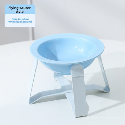 Premium Ceramic Cat Food Bowl Flying Saucer Shape Ergonomic Neck Support Dish for Healthy Eating Anti Choke and Digestive Aid Pet Supplies