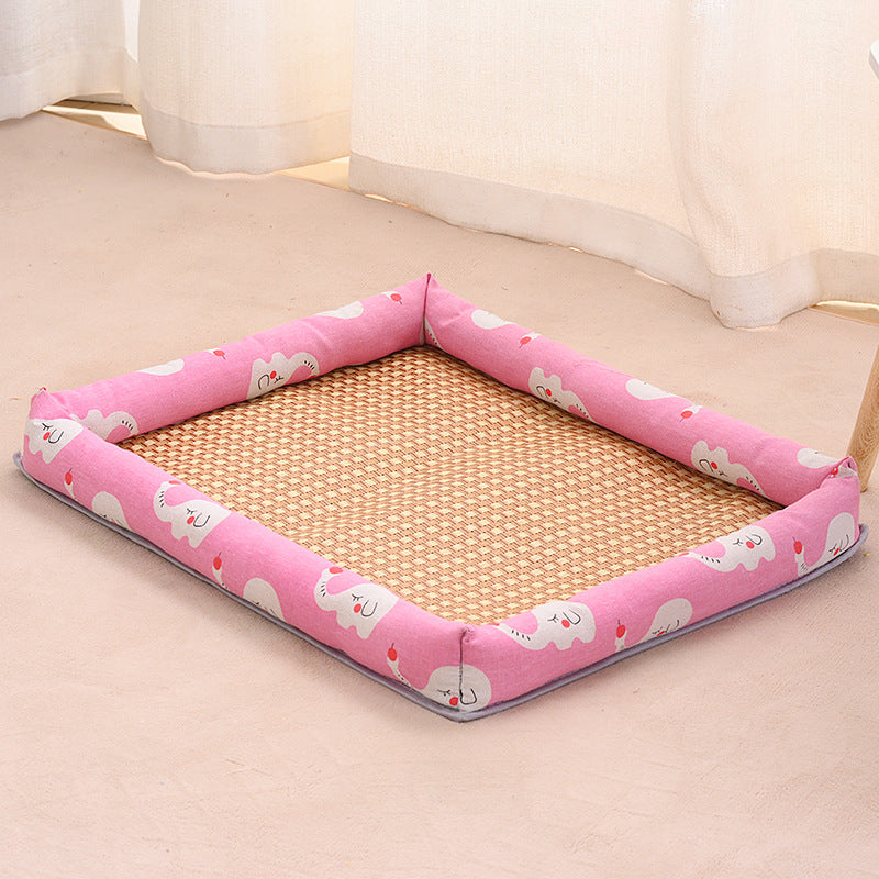 Pet Supplies Summer Cooling Mat Nest Rattan Woven Ice Bed for Cats Sleep
