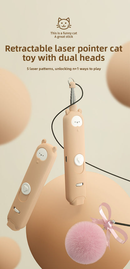 Infrared Laser Cat Teaser Wand with Detachable Feather Bell Interactive Cat Toys for Boredom and Exercise