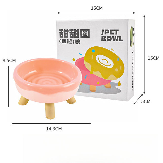 Donut High Raised Dog Bowl Anti Spill Slow Feeder with Neck Support for Large Medium Small Dogs and Cats Pet Food Water Bowl