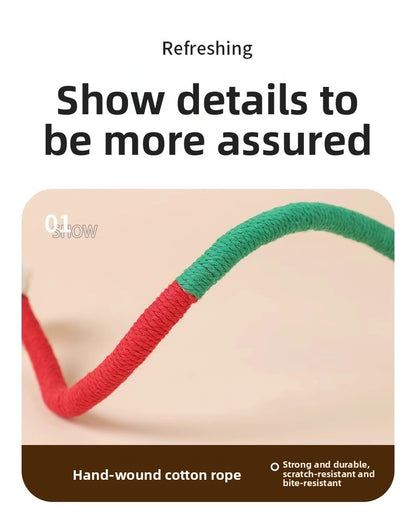 Cat Teaser Chew Rope Toy Self Fun Boredom Easing Teeth Grinding Wand Accessory