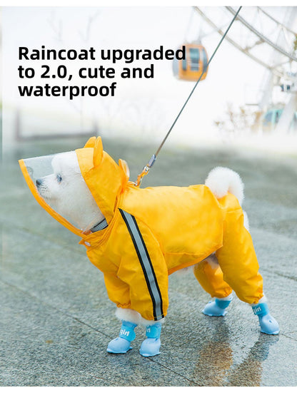 Waterproof Pet Raincoat Full Coverage Four Legged Design for Small and Medium Dogs Summer Outdoor Adventure Cartoon Teddy Dog Clothes