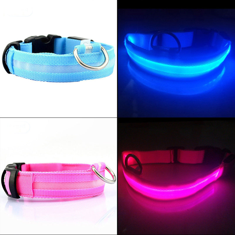 LED Dog Collar Glowing Light Up Pet Collar with Mesh Belt Adjustable Reflective Safety Collar for Large Medium Small Dogs