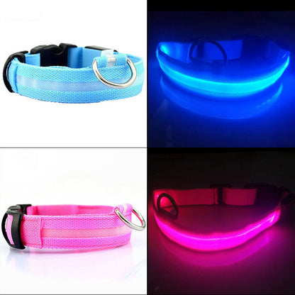 LED Dog Collar Glowing Light Up Pet Collar with Mesh Belt Adjustable Reflective Safety Collar for Large Medium Small Dogs