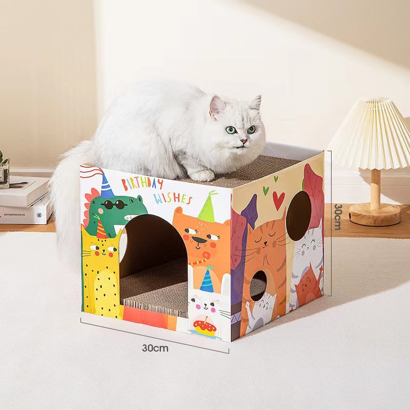 Premium Two Layer Cat Scratcher House Durable Cat Villa Non Shedding Claw Board for Indoor Cats