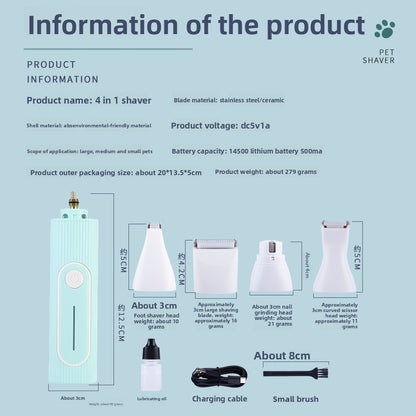 Pet Supplies New Pet Hair Trimmer Set Dog Electric Clipper Nail Grinder Pet Paw Hair Trimmer