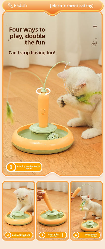 Pet Toy Electric Cat Toy Rotating Cat Teaser Wand Flying Feather Interactive Cat Toy