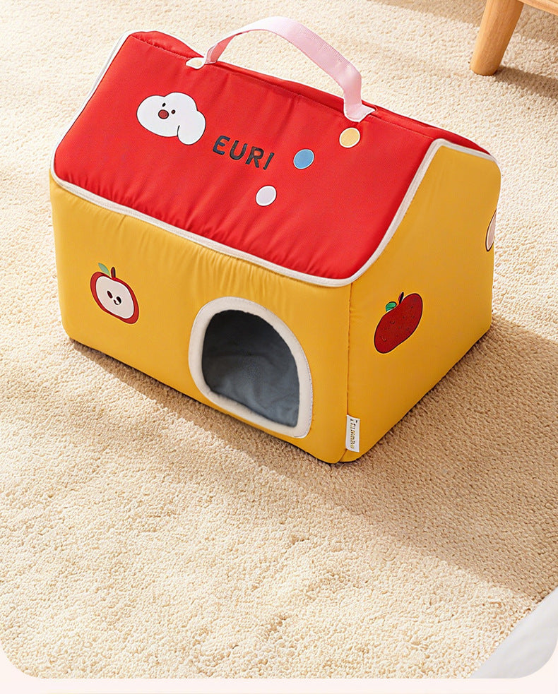 Cat House All-Season Universal Removable Washable Pet House Cat House Fully Enclosed Autumn Winter Warm Plush Dog House