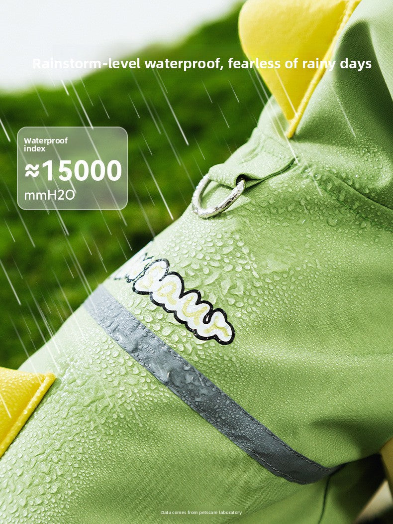 3D Dinosaur Tail Dog Raincoat Waterproof Reflective Pet Rain Poncho for Medium Large Breeds Like Golden Retriever Hooded Rain Gear