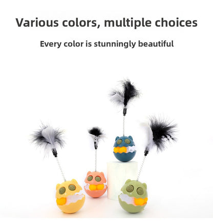 Cat Toy Tumbler with Feather Teaser Automatic Kitten Fun Gadget