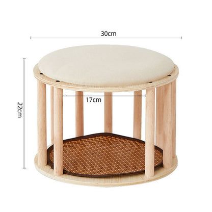 Solid Wood Cat Nest Stool Storage for People and Cats Sharing Cat Supplies Little Kitten House House Four Seasons Warm Cat and Dog Tent